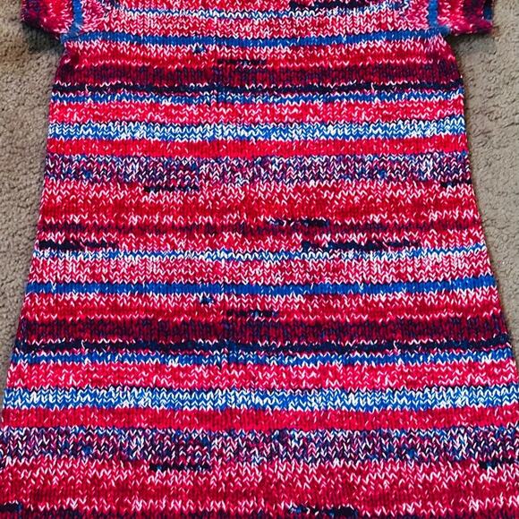 TORY BURCH RED BLUE PIMA COTON Short Sleeved Shift Style Comfort Always SMALL - Picture 5 of 10